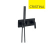 Façade douche/bain 2 sorties Chromé Noir Brossé - CRISTINA ONDYNA FL60275