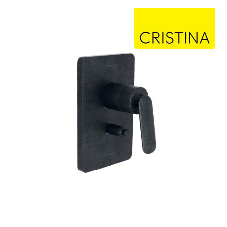 Façade mitigeur douche encastrée 2 sorties Chromé Noir Brossé - CRISTINA ONDYNA FL68975