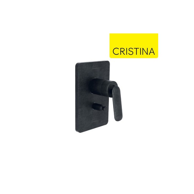 Façade mitigeur douche encastrée 2 sorties Chromé Noir Brossé - CRISTINA ONDYNA FL68975