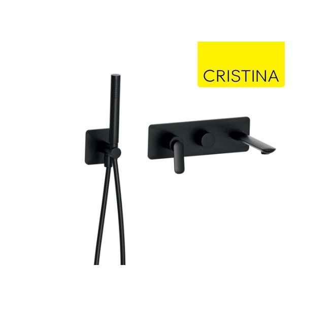 Façade bain/douche encastrée 2 sorties Noir Mat - CRISTINA ONDYNA FL10213