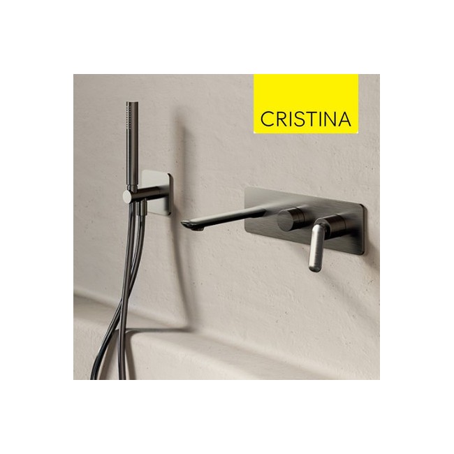 Façade bain/douche encastrée 2 sorties Chromé Noir Brossé - CRISTINA ONDYNA FL10275