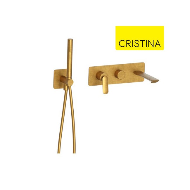 Façade bain/douche encastrée 2 sorties Or Brossé - CRISTINA ONDYNA FL10296P