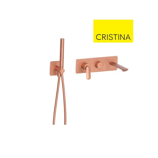 Façade bain/douche encastrée 2 sorties Or Rose Brossé - CRISTINA ONDYNA FL10234P