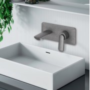 Façade mitigeur lavabo encastré avec plaque bec 185 mm Métal Brossé - CRISTINA ONDYNA FL25677