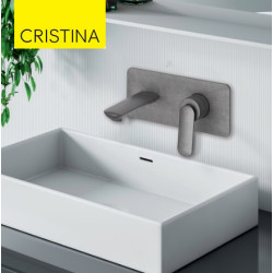 Façade mitigeur lavabo encastré avec plaque bec 185 mm Métal Brossé - CRISTINA ONDYNA FL25677