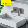 Façade mitigeur lavabo encastré avec plaque bec 185 mm Métal Brossé - CRISTINA ONDYNA FL25677