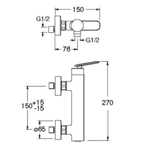 Mitigeur de douche mural Noir Mat - CRISTINA ONDYNA FL40113