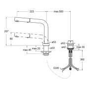 Mitigeur d'évier avec bec rétractable et douchette extractible - CRISTINA ONDYNA KT52451