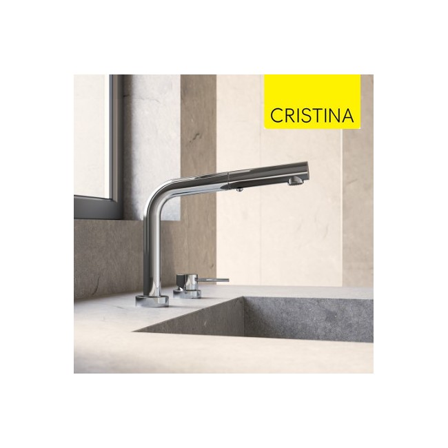 Mitigeur d'évier avec bec rétractable et douchette extractible - CRISTINA ONDYNA KT52451