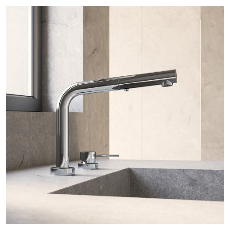 Mitigeur d'évier avec bec rétractable et douchette extractible - CRISTINA ONDYNA KT52451