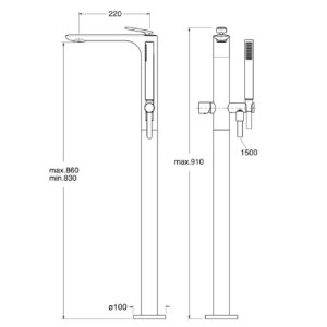 Mitigeur bain douche monocolonne Chromé FOIL - CRISTINA ONDYNA FL18951