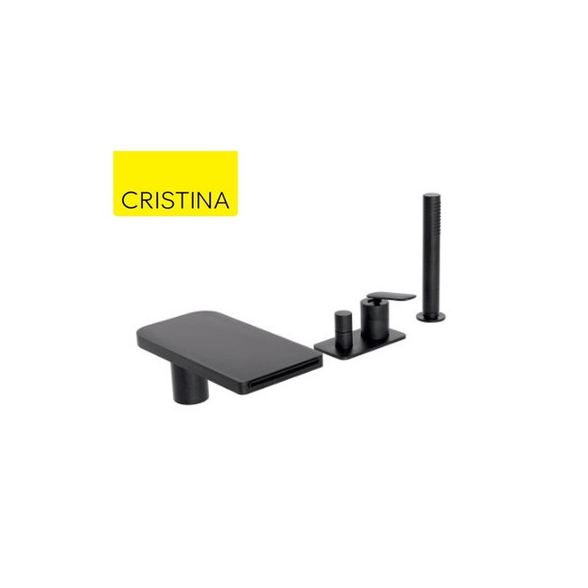 Mitigeur bain douche 4 trous sur gorge Chromé Noir Brossé FOIL - CRISTINA ONDYNA FL18175