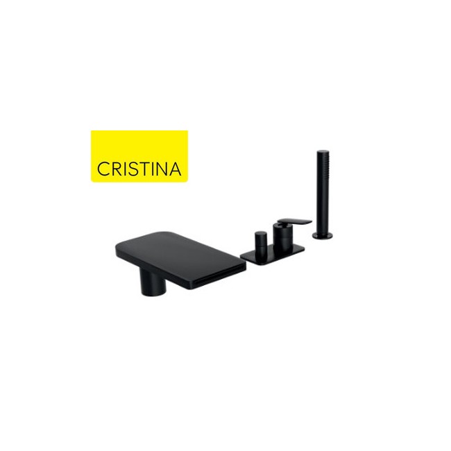 Mitigeur bain douche 4 trous sur gorge Noir Mat - CRISTINA ONDYNA FL18113