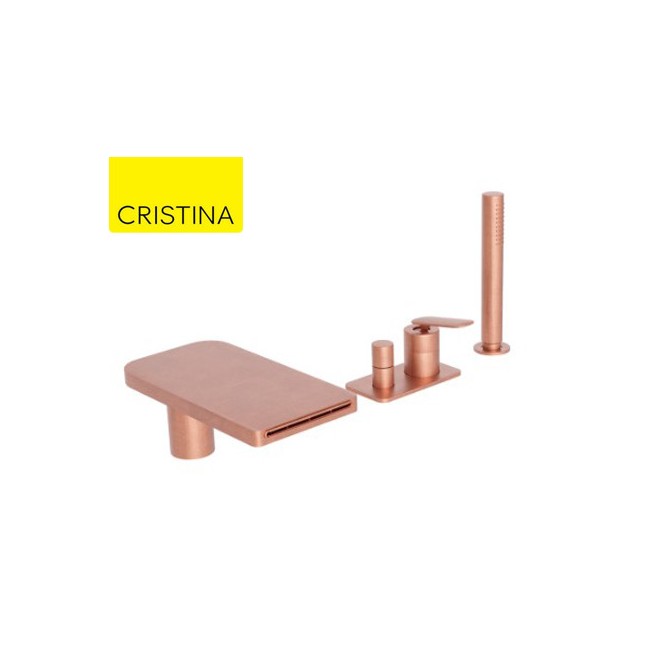 Mitigeur bain douche 4 trous sur gorge Or Rose Brossé FOIL - CRISTINA ONDYNA FL18134P