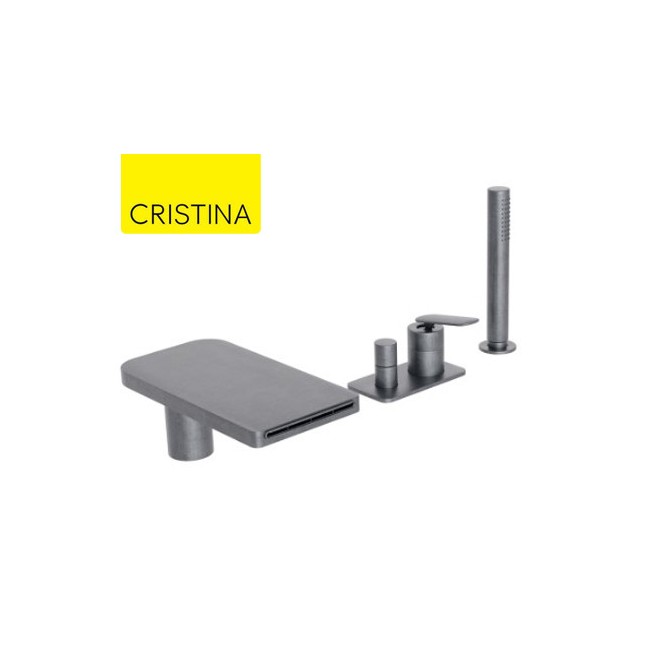 Mitigeur bain douche 4 trous sur gorge Métal Brossé FOIL - CRISTINA ONDYNA FL18177