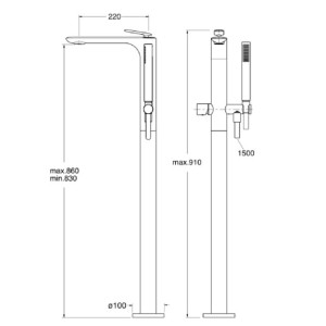 Mitigeur bain douche monocolonne Chromé Noir Brossé FOIL - CRISTINA ONDYNA FL18975