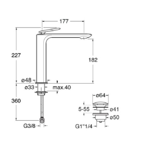 Mitigeur lavabo avec vidage Up & Down Or Brossé FOIL - CRISTINA ONDYNA FL22796P