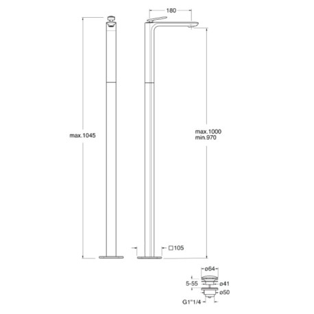 Mitigeur lavabo monocolonne avec vidage Up & Down Or Brossé FOIL - CRISTINA ONDYNA FL29096P