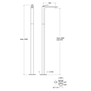 Mitigeur lavabo monocolonne avec vidage Up & Down Or Brossé FOIL - CRISTINA ONDYNA FL29096P