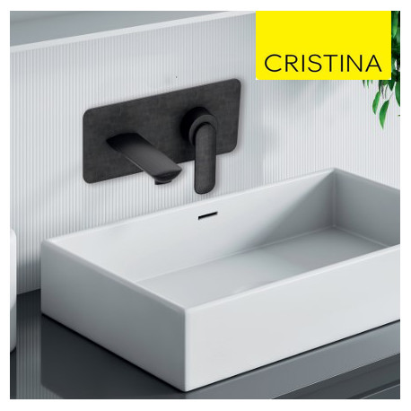 Façade mitigeur lavabo encastré avec bec de 185 mm Chromé Noir Brossé - CRISTINA ONDYNA FL25675