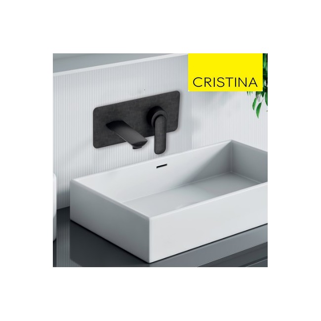 Façade mitigeur lavabo encastré avec bec de 185 mm Chromé Noir Brossé - CRISTINA ONDYNA FL25675
