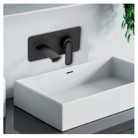 Façade mitigeur lavabo encastré avec bec de 185 mm Chromé Noir Brossé - CRISTINA ONDYNA FL25675