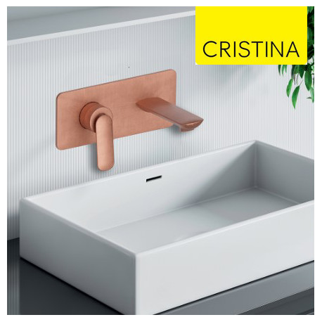 Façade mitigeur lavabo encastré avec bec de 185 mm Or Rose Brossé - CRISTINA ONDYNA FL25634P