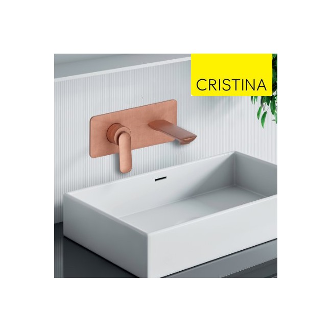 Façade mitigeur lavabo encastré avec bec de 185 mm Or Rose Brossé - CRISTINA ONDYNA FL25634P