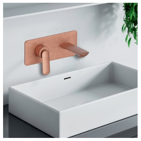 Façade mitigeur lavabo encastré avec bec de 185 mm Or Rose Brossé - CRISTINA ONDYNA FL25634P