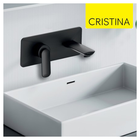 Façade mitigeur lavabo encastré avec bec de 185 mm Noir Mat - CRISTINA ONDYNA FL25613