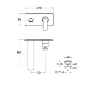 Façade mitigeur lavabo encastré avec bec de 185 mm Chromé - CRISTINA ONDYNA FL25651