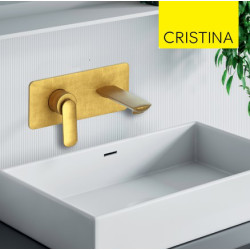 Façade mitigeur lavabo encastré avec bec de 185 mm Or Brossé - CRISTINA ONDYNA FL25696P