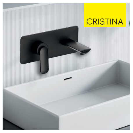 Façade mitigeur lavabo encastré avec bec de 225 mm Noir Mat - CRISTINA ONDYNA FL25813