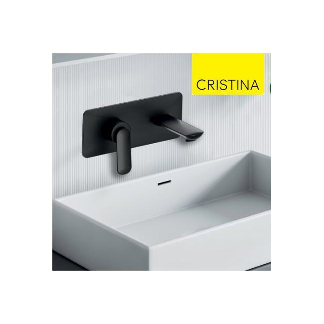 Façade mitigeur lavabo encastré avec bec de 225 mm Noir Mat - CRISTINA ONDYNA FL25813