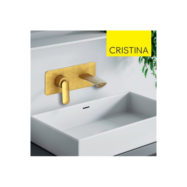 Façade mitigeur lavabo encastré avec bec de 225 mm Or Brossé - CRISTINA ONDYNA FL25896P