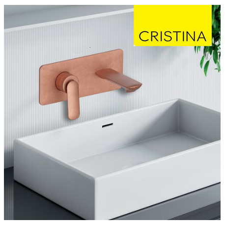 Façade mitigeur lavabo encastré avec bec de 225 mm Or Rose Brossé - CRISTINA ONDYNA FL25834P