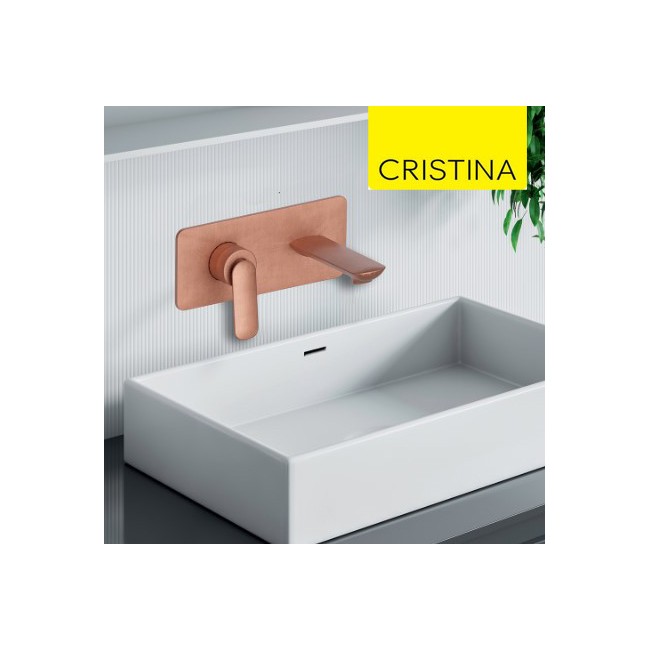 Façade mitigeur lavabo encastré avec bec de 225 mm Or Rose Brossé - CRISTINA ONDYNA FL25834P