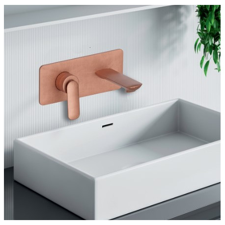 Façade mitigeur lavabo encastré avec bec de 225 mm Or Rose Brossé - CRISTINA ONDYNA FL25834P