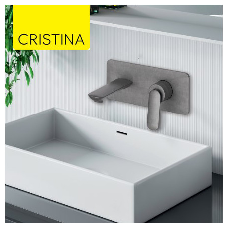 Façade mitigeur lavabo encastré avec bec de 225 mm Métal Brossé - CRISTINA ONDYNA FL25877