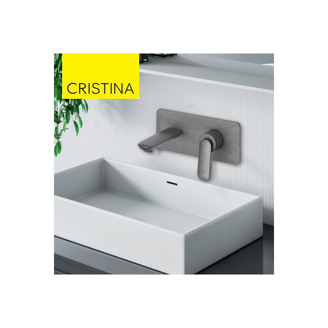 Façade mitigeur lavabo encastré avec bec de 225 mm Métal Brossé - CRISTINA ONDYNA FL25877