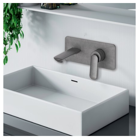 Façade mitigeur lavabo encastré avec bec de 225 mm Métal Brossé - CRISTINA ONDYNA FL25877