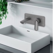 Façade mitigeur lavabo encastré avec bec de 225 mm Métal Brossé - CRISTINA ONDYNA FL25877