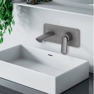 Façade mitigeur lavabo encastré avec bec de 225 mm Métal Brossé - CRISTINA ONDYNA FL25877