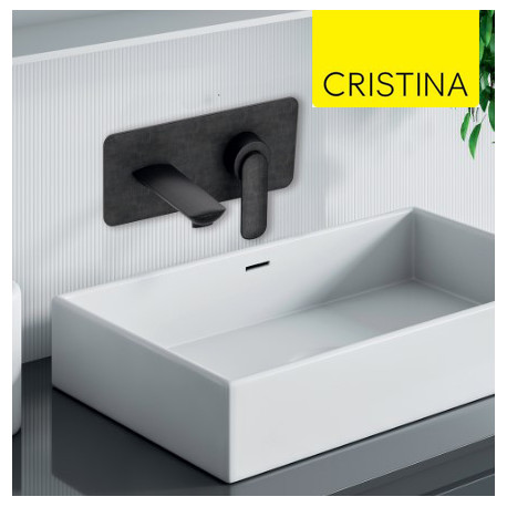 Façade mitigeur lavabo encastré avec bec de 225 mm Chromé Noir Brossé - CRISTINA ONDYNA FL25875