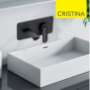 Façade mitigeur lavabo encastré avec bec de 225 mm Chromé Noir Brossé - CRISTINA ONDYNA FL25875