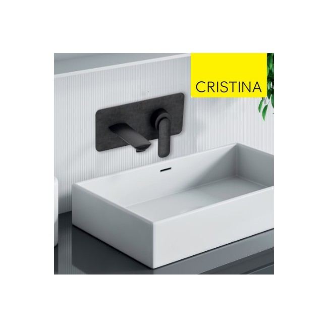 Façade mitigeur lavabo encastré avec bec de 225 mm Chromé Noir Brossé - CRISTINA ONDYNA FL25875