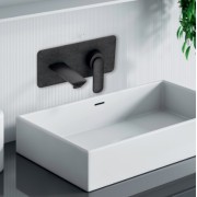 Façade mitigeur lavabo encastré avec bec de 225 mm Chromé Noir Brossé - CRISTINA ONDYNA FL25875