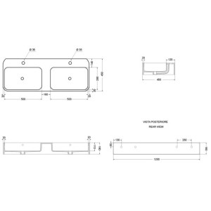 Vasque double céramique Blanc COSA - CRISTINA ONDYNA COSA120