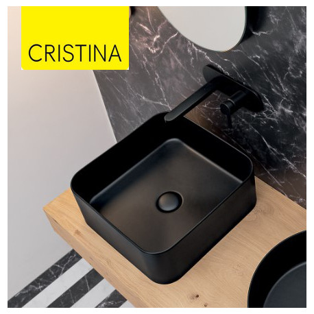 Vasque à poser carrée céramique Noir Mat CIOTOLA - CRISTINA ONDYNA CI40713