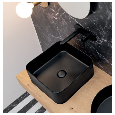 Vasque à poser carrée céramique Noir Mat CIOTOLA - CRISTINA ONDYNA CI40713